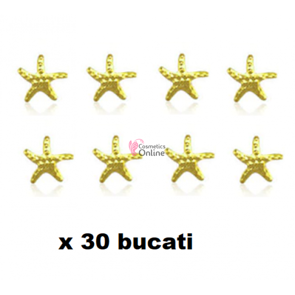 Decoratiuni 3D Metalice Aurii pentru unghii Cod 3021 Stelute de mare